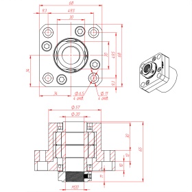 Чертёж: FK-20 | Фиксирующая фланцевая подшипниковая опора D20 мм