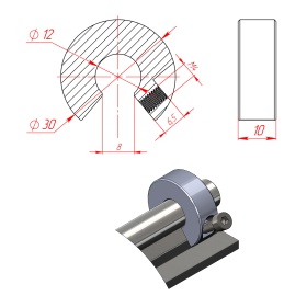 Чертёж Ограничитель перемещения для рельса, артикул SBR12-FR