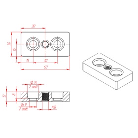Чертеж - торцевая опорная плита 30х60