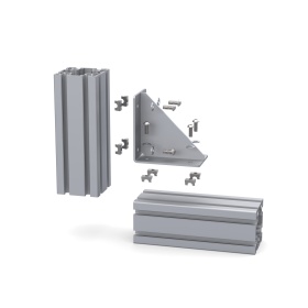 Уголок 135х135 мм стальной с ребром для профиля алюминий серии 45 сборка на сухарях с пружинкой