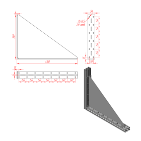 Большой стальной уголок с ребром чертеж