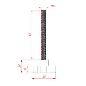 Чертёж фиксатора с резьбой М10х105 мм