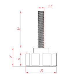 Чертёж барашка-фиксатора М5х30
