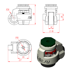 RSI-100S-DX | Колесо самоустанавливающееся под болт h120(+12мм), D75 мм, нагрузка до 750 кг изображение 1