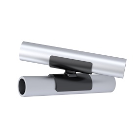 Модульный трубный кронштейн DF19B, соединение двух труб Ø28 мм, чёрная порошковая отделка