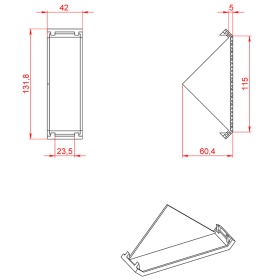 Чертеж заглушки углового соединителя 45х90