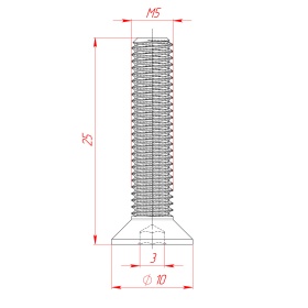 Чертёж: Винт М5х25 DIN7991 (потай)
