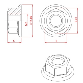 Гайка с фланцем, нержавеющая М5 DIN6923 изображение 2