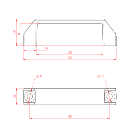 Чертёж алюминиевой ручки 120 мм