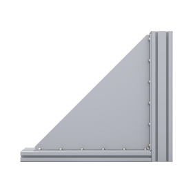 Прямоугольный большой уголок 440х440 мм с ребром жесткости на профиль серии 40