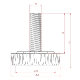 Чертёж регулируемой опоры с основанием 25мм, шпилька М6х20