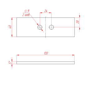 П-40120-D8 | Пластина проставочная 40x120 мм, 2 отв. D8 изображение 1