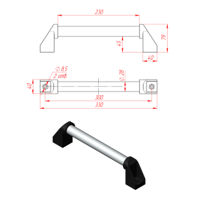 DH28-L300-E2 | Ручка дверная D28 (300 мм) изображение 1