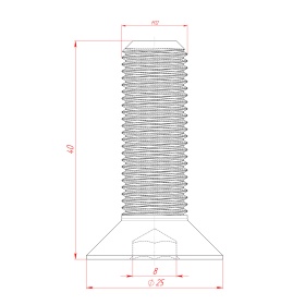 Чертёж винта М12х40, DIN7991 (потай)