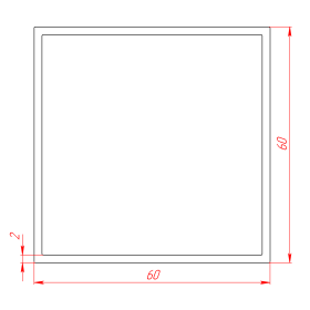 PT-60X60X2 | Труба профильная алюминиевая 60x60x2 изображение 1