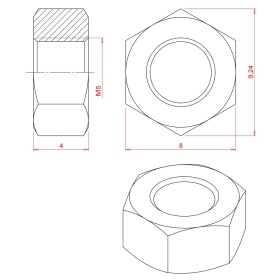Чертеж гайки М5 DIN934