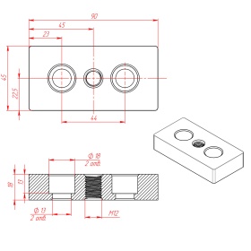 Чертеж - торцевая опорная плита 45х90