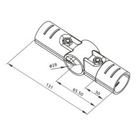 Эскиз: RSI‑DF4B — соединительный кронштейн для труб 28 мм