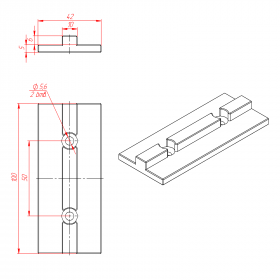 Чертёж скользящего вкладыша для серии 50 с пазом 10 мм