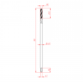 Чертёж удлиненного метчика М5