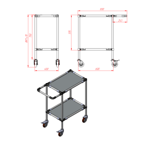 Чертеж тележки из трубы 600х400х900мм