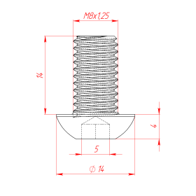 Винт М8х14 ISO7380 (полусфера) кл. пр. 10.9 изображение 1