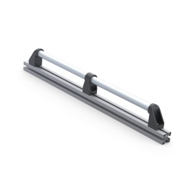 Общий вид установленной на дверную конструкцию алюминиевой дверной ручки DH28-L700-E2-C1