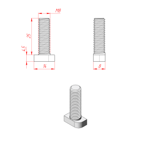 Чертеж Т-болта М8х25 паз 8, профили серии 30