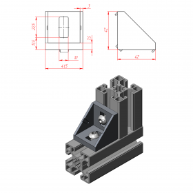 Алюминиевый угловой соединитель 45х45 - чертеж