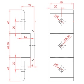 Чертеж кронштейна арт. 7155, к профилям серии 40