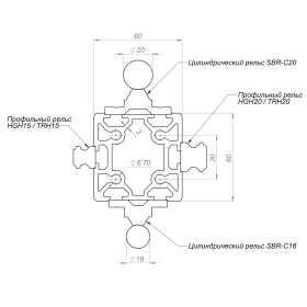 Схематичный чертёж для станочного профиля для направляющих