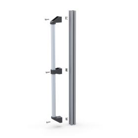 Схема крепления: Алюминиевая дверная ручка DH28-L750-E2-C1