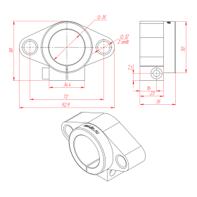 SHF35 | Горизонтальный держатель вала 35 мм изображение 5