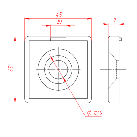 Алюминиевая заглушка 45х45 чертеж
