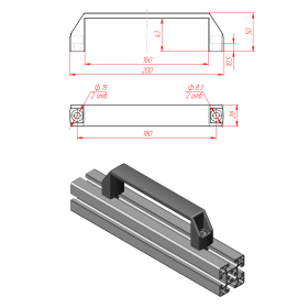 Эскиз ручки алюминиевой 180 мм