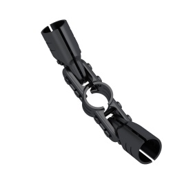 Кронштейн соединительный RSI‑DF12B — черный модульный металлический элемент для углового соединения трёх труб Ø28 мм