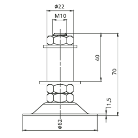 Чертёж опоры RSI-FH1400L с указанием размеров