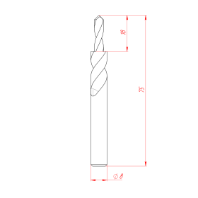 Чертёж двухступенчатого сверла 4,5х8х180 градусов
