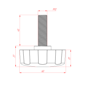 Чертеж фиксатора барашкового типа М12х40 мм