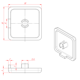 Чертеж торцевой заглушки 30х30