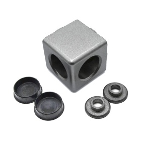 Кубик соединитель двойной на профиль серии 40 с колпачками и шайбами