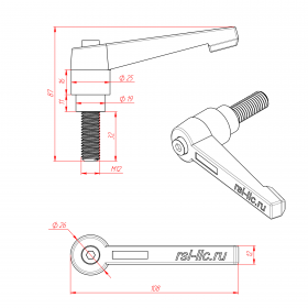 Чертёж ручки с фиксатором. Шпилька М12х32