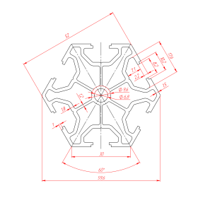 HEX-5252-RAL7024 | Профиль шестигранный конструкционный алюминиевый (Темно-серый) изображение 1