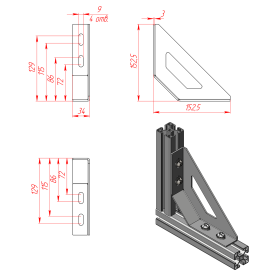 Чертёж углового соединителя серии 40