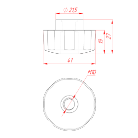 Чертёж сквозного барашка с внутренней резьбой М10
