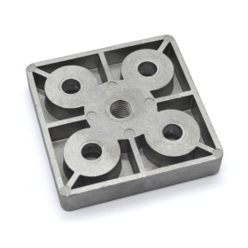 Опорная плита алюминиевая с резьбой M12 для профиля 80х80 мм с пазом 8