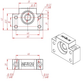 Чертёж плавающей опоры для вала 10 мм