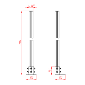 SG-40-2000-Stand | Стойка ограждения 2000, серия 40 (Анодированная) изображение 1