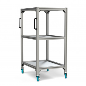 Передвижная стойка 600х800 мм из алюминиевого профиля на три полки