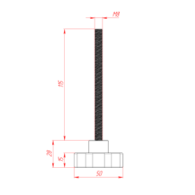 Чертёж ручки-фиксатора М8х115 мм